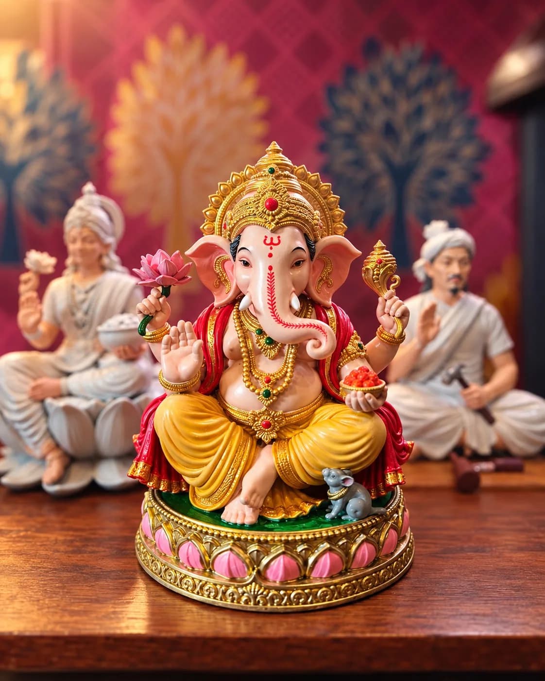 Lord Ganesha idol on lotus